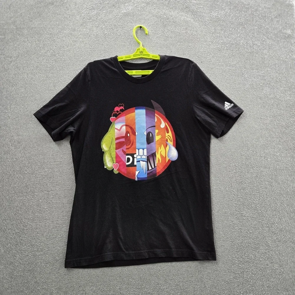 Adidas‎ Men Shirt M Black Graphic Emoji Character Logo Short Sleeve